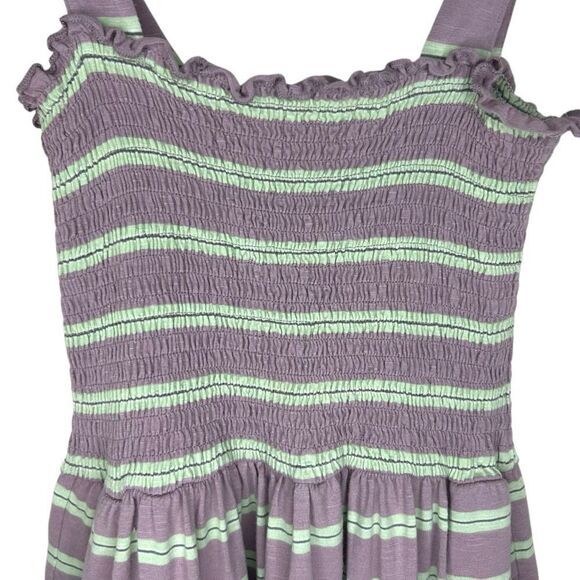 Toad & Co Gemina Sleeveless Dress Lilac &‎ Mint Smocked Bodice Tie Straps Small - Picture 2 of 6